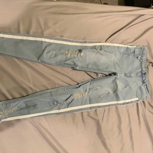 Blue and White skinny jeans